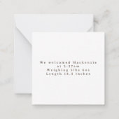 Mini Photo New Baby Photo Personalized 2 sided Mitteilungskarte (Rückseite)