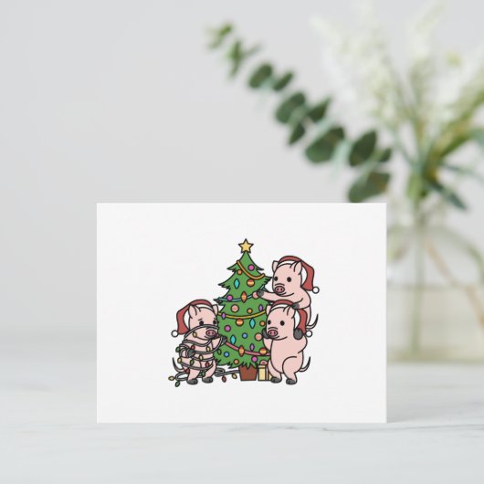 Mini Pig Christmas Tree Postkarte (Stehend Vorderseite)