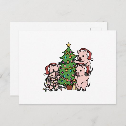 Mini Pig Christmas Tree Postkarte (Vorne/Hinten)