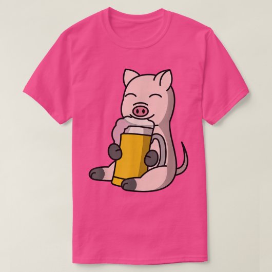 Mini Pig Drinking Beer Pet T-Shirt (Design vorne)
