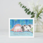 Mini Pigs Piglets Valentine's Day Flat Card (Stehend Vorderseite)