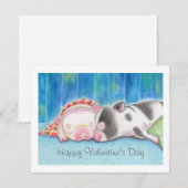 Mini Pigs Piglets Valentine's Day Flat Card (Vorne/Hinten)