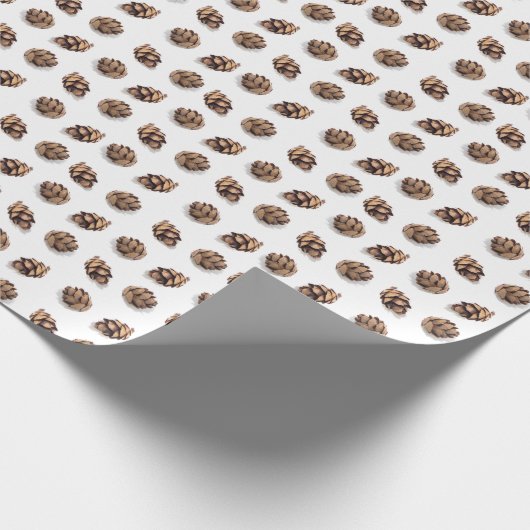 Mini Pine Cones on White Pattern Geschenkpapier (Ecke)