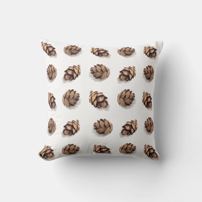 Mini Pine Cones on White Pattern Kissen (Vorderseite)