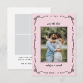 Mini pink whimsical bow multi photo RSVP karte (Vorne/Hinten)