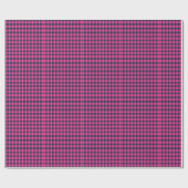 Mini Pixel Büffel Karo Gitter Rosa Navy Geschenkpapier (Flach)
