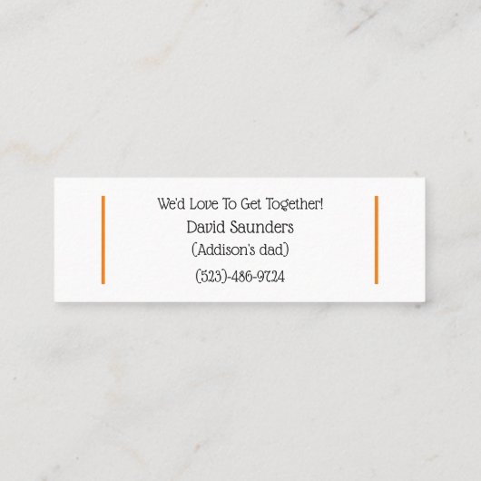 Mini-Play-Datum, an dem wir Liebe haben, auszuhalt Telefonnummerkarte (Rückseite)