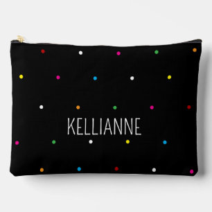Mini Polka Dots und Name Schwarz Zubehörtasche