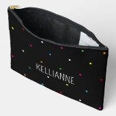 Mini Polka Punkte und Name Schwarz Zubehörtasche (Offen)
