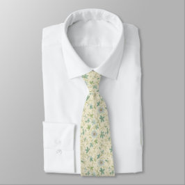 Mini Print Blau Botanische Blumen Krawatte