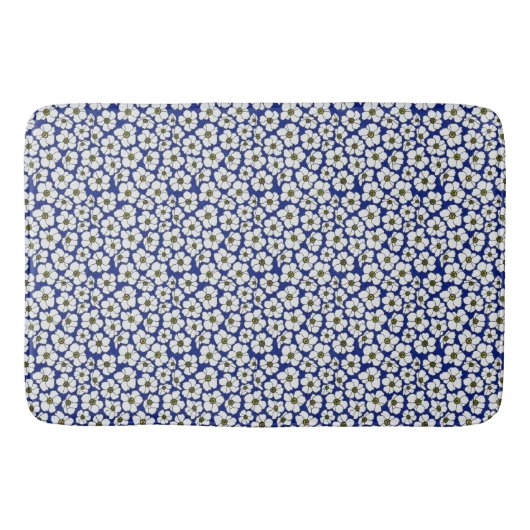 Mini-Print-Blumen auf Blau Badematte (Vorderseite)