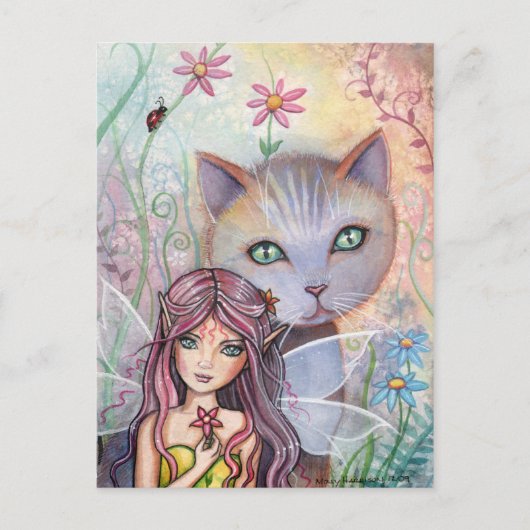Mini-Printwerbung von Fairy and Cat Postcard Mini Postkarte (Vorderseite)