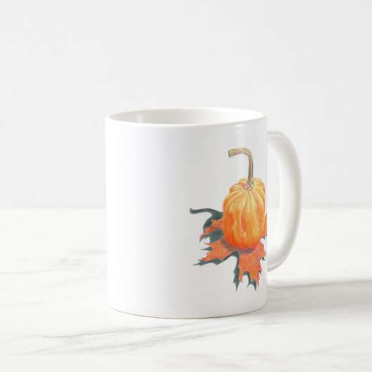 Mini Pumpkin auf Eichenholz Kaffeetasse (VorderseiteRechts)