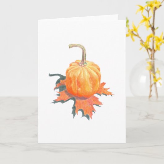 Mini Pumpkin auf Eichenholz Karte (Gelbe Blume)