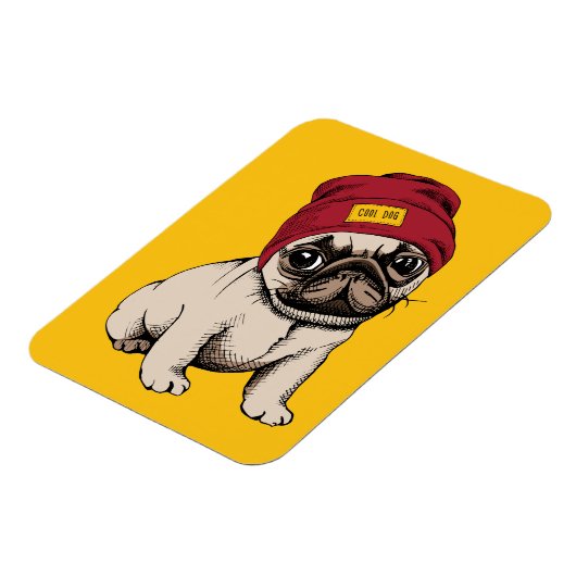 Mini Puppy Hipster Mops Magnet (Linke Seite)