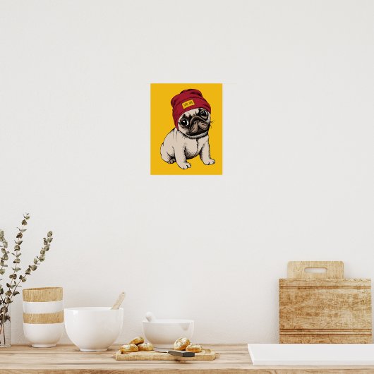 Mini Puppy Hipster Mops Poster (Küche)