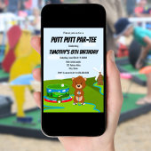 Mini Putt Putt Geburtstag Niedlich Gopher Kids Par Einladung