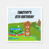 Mini Putt Putt Geburtstag Niedlich Gopher Kids Par Serviette (Vorderseite)