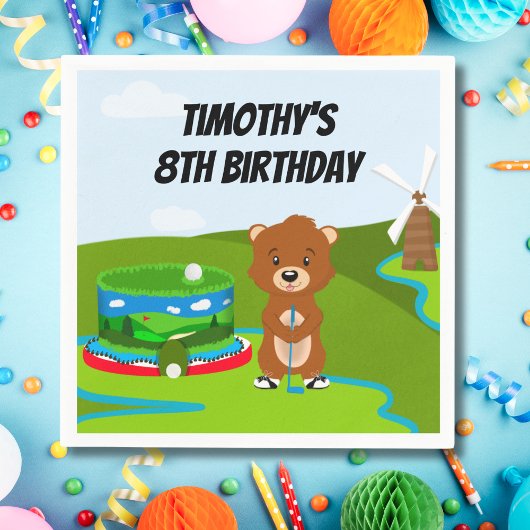 Mini Putt Putt Geburtstag Niedlich Gopher Kids Par Serviette