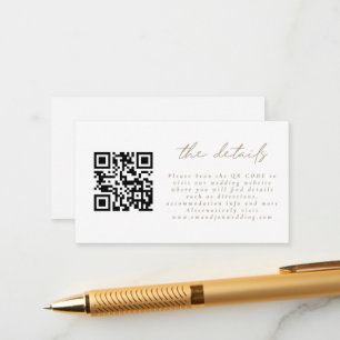 Mini QR Code Einfache Gold Script Hochzeitsdetails Begleitkarte