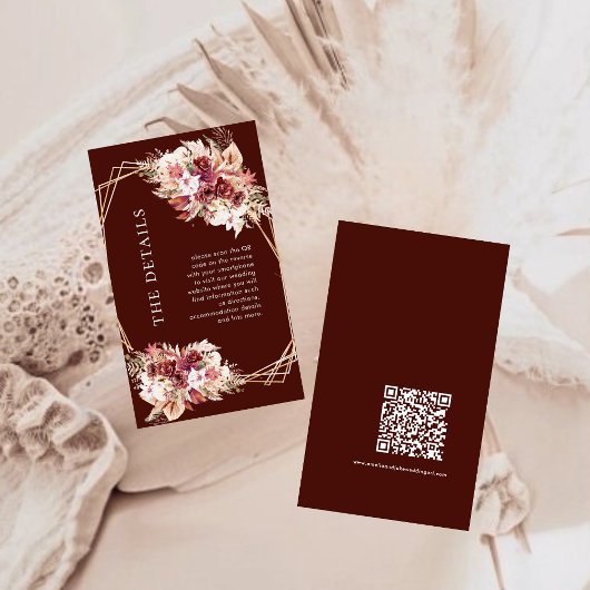 Mini-QR-Code Terrakotta-Boho-Hochzeitsdetails  Begleitkarte