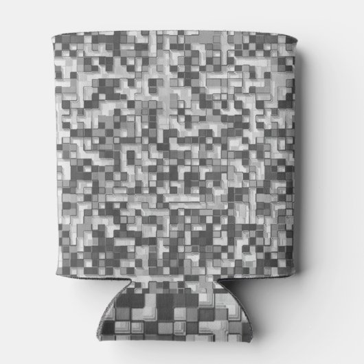 Mini-Quadrate in Grautönen bis klar Dosenkühler (Rückseite)