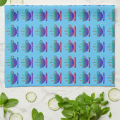 Mini Rainbow Cup of Java Wiederholung Bright Blue Geschirrtuch (Gefaltet)