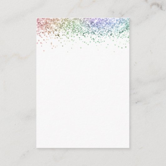Mini Rainbow Glitzer QR Code Wedding RSVP Begleitkarte (Rückseite)