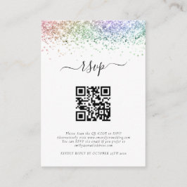 Mini Rainbow Glitzer QR Code Wedding RSVP Begleitkarte