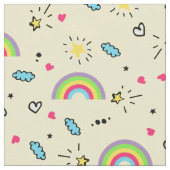 Mini Rainbow Tos auf Niedlichem Retro-Muster Stoff (Nahaufnahme)