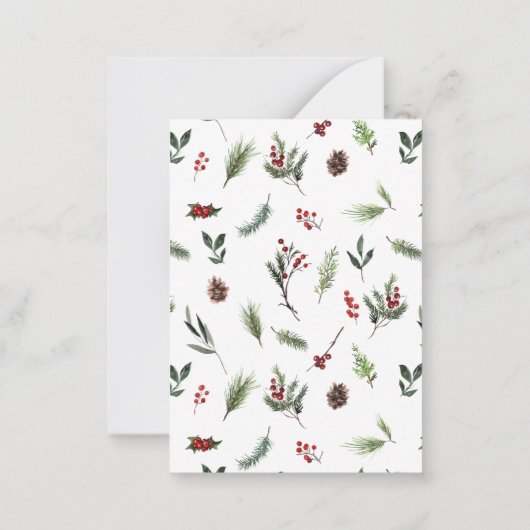 Mini Red Berry Winter Wreath Frohe Weihnachten Mitteilungskarte (Rückseite)