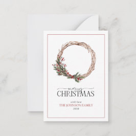 Mini Red Berry Winter Wreath Frohe Weihnachten Mitteilungskarte