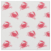 Mini Red Crab Nautic Preppy Print Stoff (Nahaufnahme)
