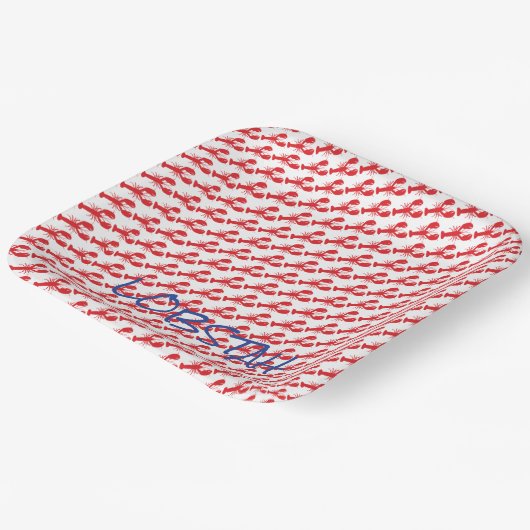 Mini Red LGeburters White Maine Blue LOBSTAH Einhe Pappteller (Gewinkelt)