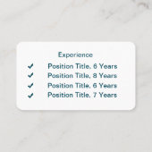 Mini Resume Business Card Dunkelgrün Visitenkarte (Rückseite)