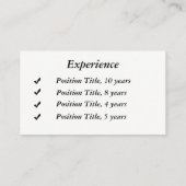 Mini Resume Business Card Visitenkarte (Rückseite)