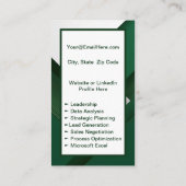 Mini Resume Card | Dunkelgrüne Netzwerkkarte Visitenkarte (Rückseite)
