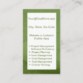 Mini Resume Card | Netzwerkkarte grün Telefonnummerkarte (Rückseite)