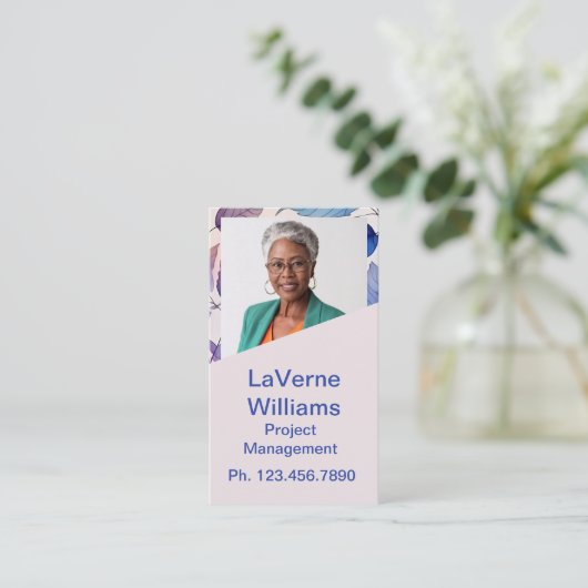 Mini Resume Card | Netzwerkkarte Lila Rosa Telefonnummerkarte (Stehend Vorderseite)