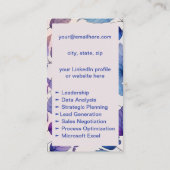 Mini Resume Card | Netzwerkkarte Lila Rosa Telefonnummerkarte (Rückseite)