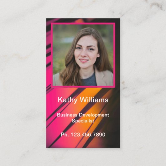 Mini Resume Card | Netzwerkkarte Rosa Orange Telefonnummerkarte (Vorderseite)