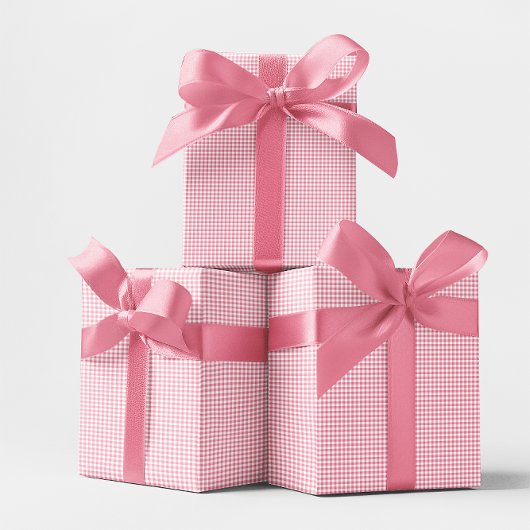 Mini rosa Gingham-Karo Geschenkpapier