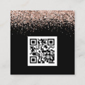 Mini Rose Gold Glitzer QR Code Black Wedding RSVP Begleitkarte (Rückseite)