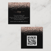 Mini Rose Gold Glitzer QR Code Black Wedding RSVP Begleitkarte (Vorne/Hinten)