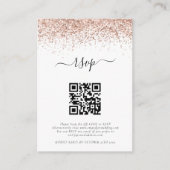 Mini Rose Gold Glitzer QR Code Hochzeit RSVP Begleitkarte (Vorderseite)