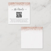 Mini Rose Gold Glitzer QR Code Hochzeitdetails Begleitkarte (Vorne/Hinten)
