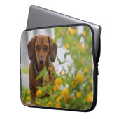 Mini rote Dackel-Laptop-Tasche Laptopschutzhülle (Vorderseite Links)