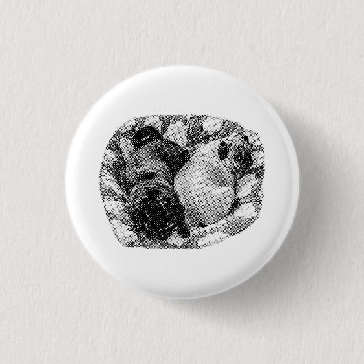 Mini Ruhig, ruhende Hunde Button (Vorderseite)