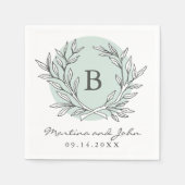 Mini Rustic Monogram Kleider Paper Cocktail Napkin Serviette (Vorderseite)