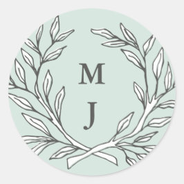 Mini-Rustic-Monogramm-Keilaufkleber Runder Aufkleber